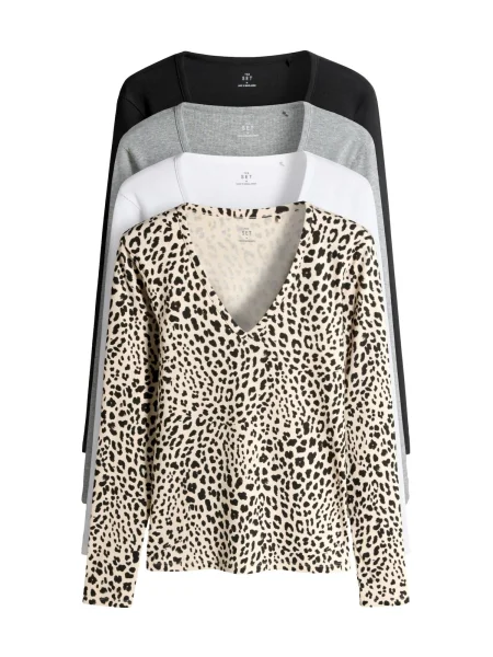 The Set Tričko béžová / krémová / šedá černá