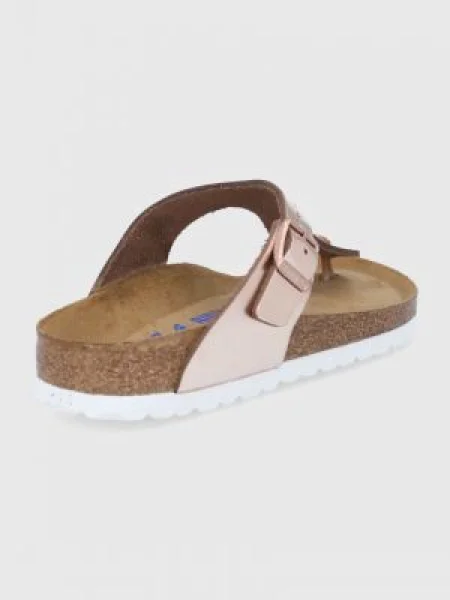 Birkenstock bőr flip-flop Gizeh női lapos talpú rózsaszín