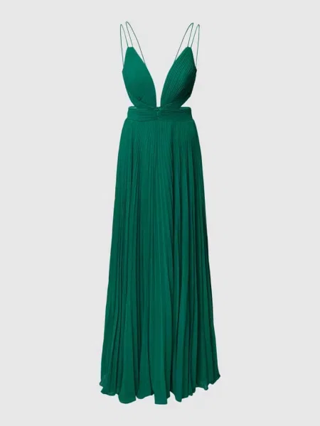 Sukienka wieczorowa z plisami Luxuar Fashion zielona