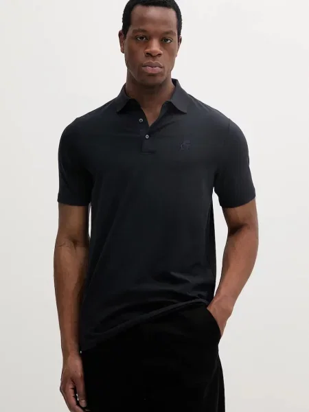 Polo majica Karl Lagerfeld tamno bez uzorka plava