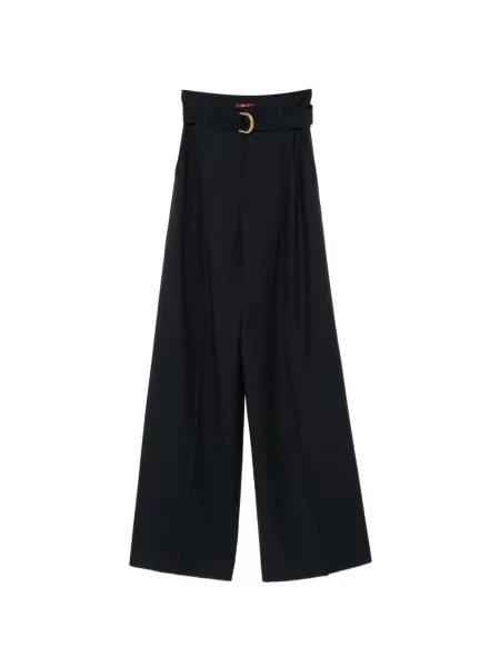Pantaloni Max Mara cu talie înaltă albastru