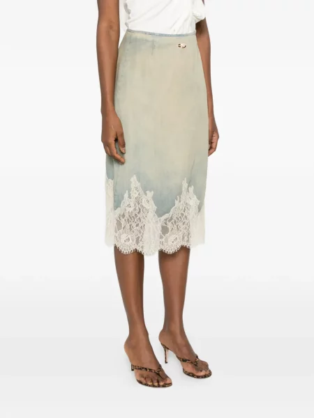 Fustă Diesel din dantelă albastru