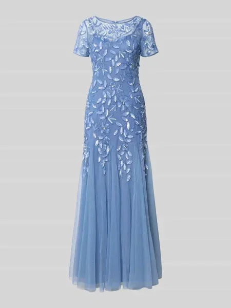 Sukienka wieczorowa o kroju regular fit z kwiatowym haftem na całej powierzchni Adrianna Papell