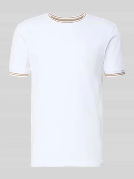 T-shirt ze strukturalnym wzorem i okrągłym dekoltem Christian Berg Men biała