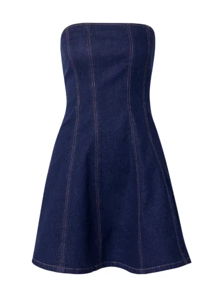 Abercrombie & Fitch rochie jeans mini evazati albastru
