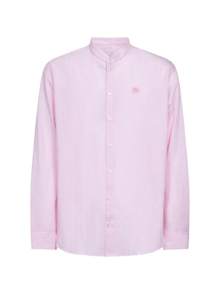 Pruhovaná košile Etro s výšivkou růžová