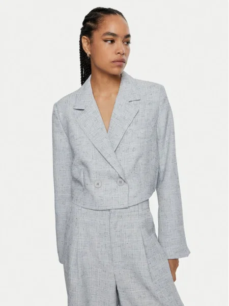 Gestuz sacou cu doua randuri de neted albastru