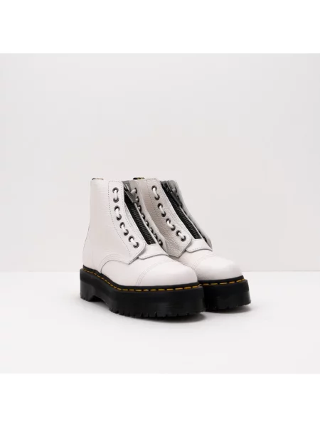 Botki Dr. Martens skórzane na platformie białe