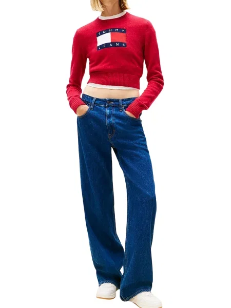 Tričko s dlouhým rukávem Tommy Jeans s dlouhými rukávy modré