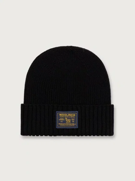 Woolrich De lână căciulă Legacy Patch negru