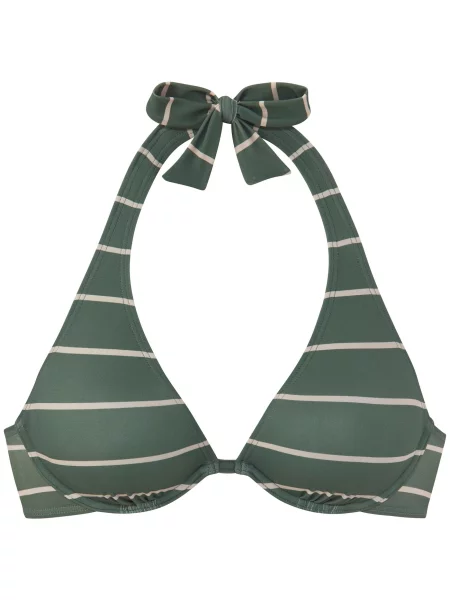 BENCH Bikini zgornji del kremna / temno zelena