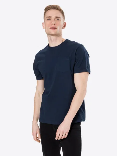 BLEND Tricou bleumarin / negru alb