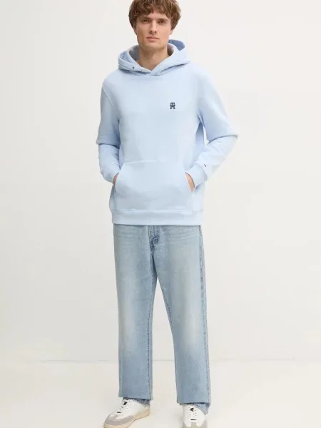 Tommy Hilfiger bluza z kapturem gładka niebieski