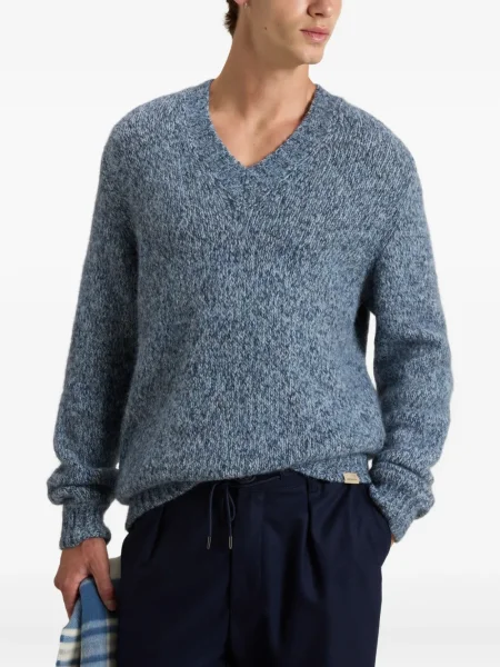 Pulover Woolrich cu decolteu în V albastru