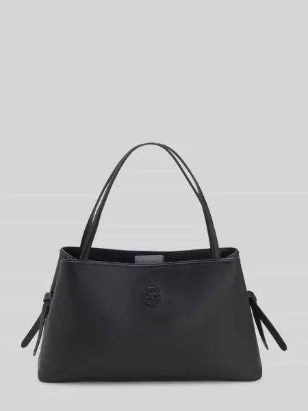 Torba shopper ze sztucznej skóry z wytłoczonym logo Boss czarna