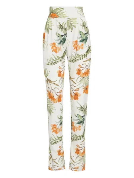Spodnie Brigitte w kwiatki z nadrukiem plisowane białe