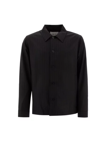 Prążkowany kurtka Nn07 wełniana czarna