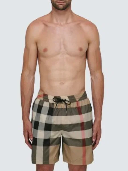 Kockás fürdőruha Burberry nyomtatás bézs