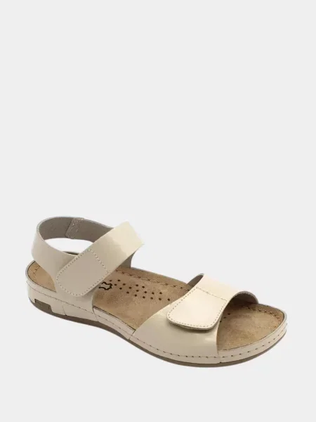 Кожаные босоножки Leon бежевые