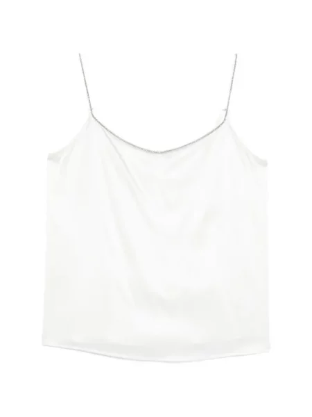 Bluzka Panicale z koralikami na ramiączkach biała