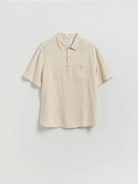 Reserved Cămașă cu adaos de in bej