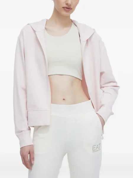 Mikina s kapucí Ea7 Emporio Armani jersey růžová
