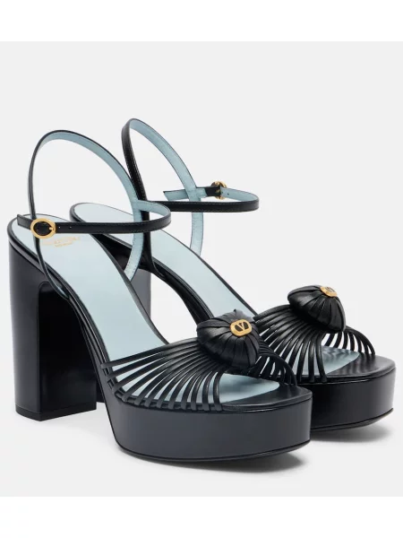 Sandale Valentino Garavani din piele cu platformă negru