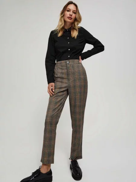 Spodnie Marisse w kratę szare