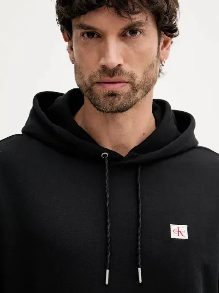 Mikina Calvin Klein Jeans s kapucí hladká černá