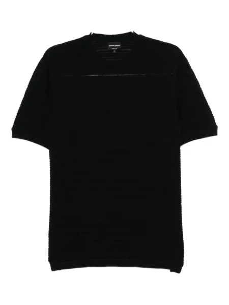 Tricou Giorgio Armani de lână cu dungi negru