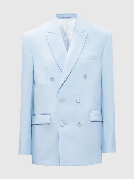 Шерстяной двубортный пиджак Wardrobe.nyc голубой