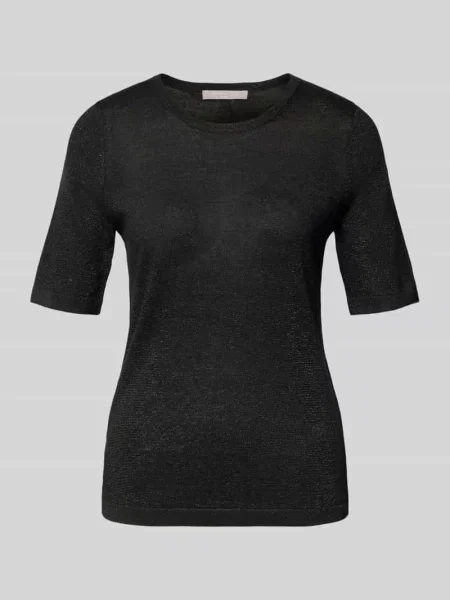 Sweter z dzianiny z prążkowanymi wykończeniami Christian Berg Woman Selection czarny