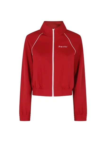 Kurtka Sporty And Rich retro do biegania z logo czerwona