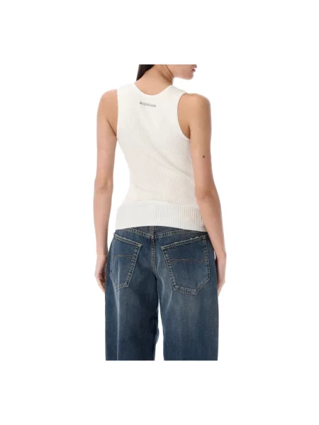 Lniany top Balenciaga biały