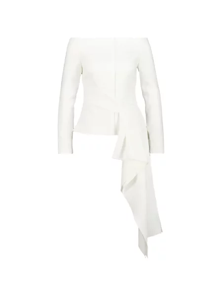 Geacă Roland Mouret drapată cu umerii deschiși alb