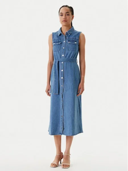 Rochie din denim Morgan bej