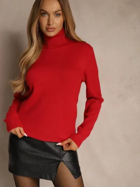 Casualowy Golf z Bawełną i Wełną Reillisa czerwony