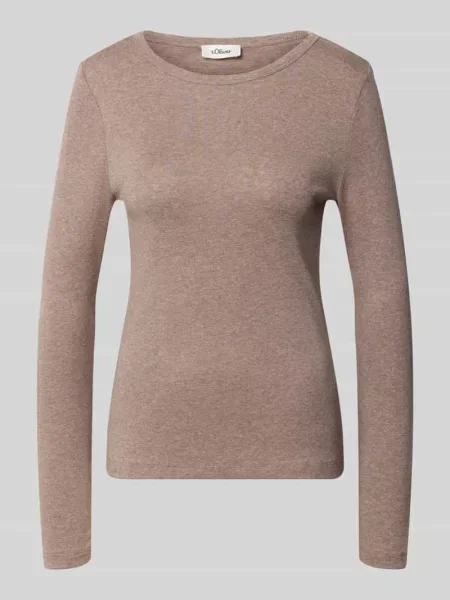 Bluzka z długim rękawem o kroju slim fit z czystej bawełny S.oliver Red Label
