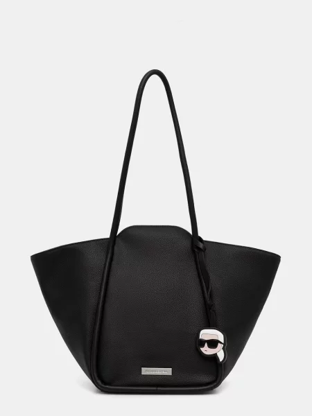 Kožená shopper kabelka Karl Lagerfeld černá