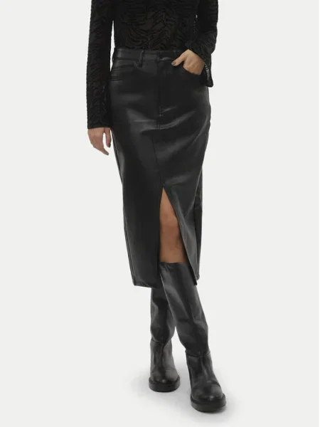 Vero Moda Fustă din imitație de piele Veri negru