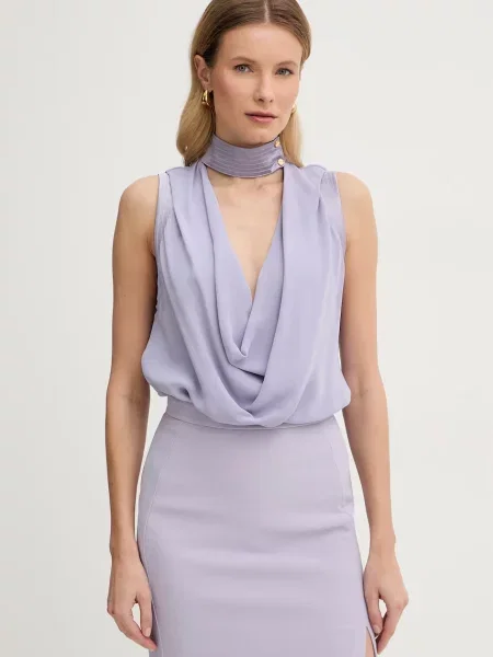 Elisabetta Franchi bluză pentru femei cu vâscoză violet