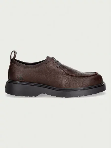 Nizki čevlji Calvin Klein Combat Apron Laceup Tu Lth Temno rjava