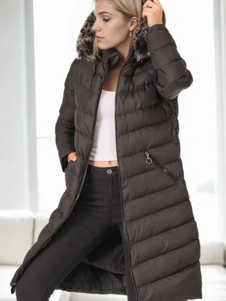 Baranica kożuch Dewberry z kapturem czarny