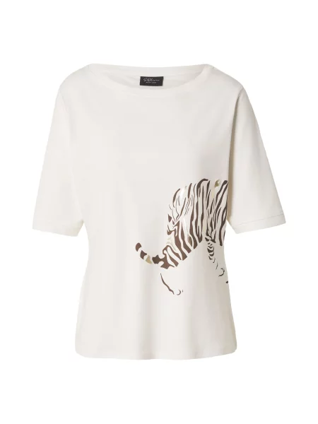S.Oliver BLACK LABEL Tricou ciocolatiu / auriu alb