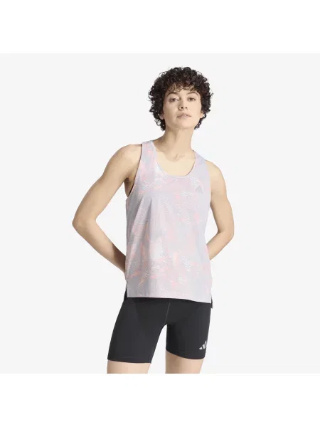 Top sport Adidas Performance cu imagine cu imprimeu animal print alergare gri