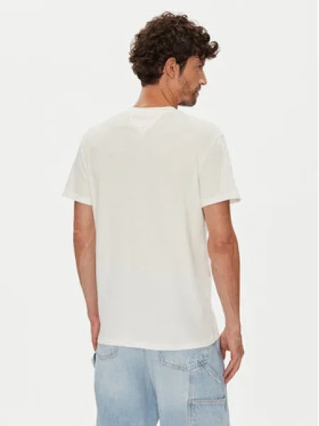 Tommy Jeans Póló Linear Chest Ekru