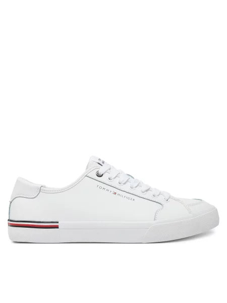 Tommy Hilfiger Tenis superge Core Corporate Vulc Leather bela