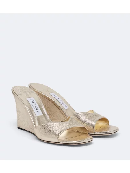 Papuci tip mules Jimmy Choo din piele cu pană