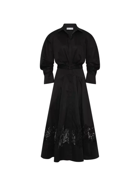 Lung rochie midi Rebecca Vallance cu mâneci lungi negru