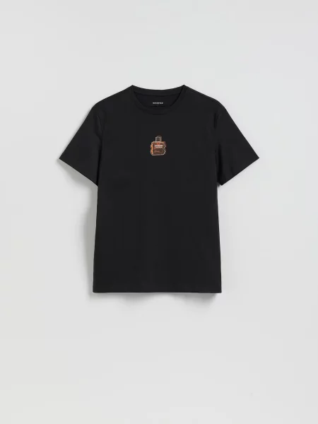 Reserved Футболка regular fit з мерсеризованої чорний